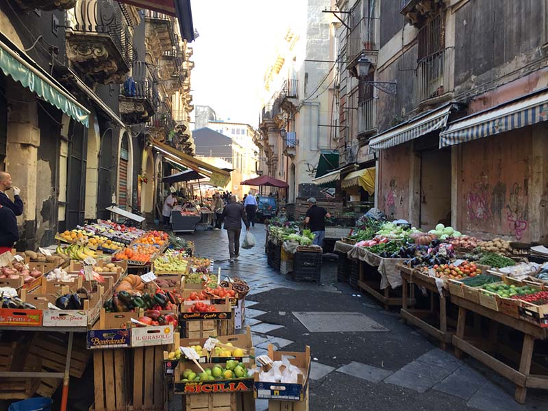 Markt in Catania, Sicilië