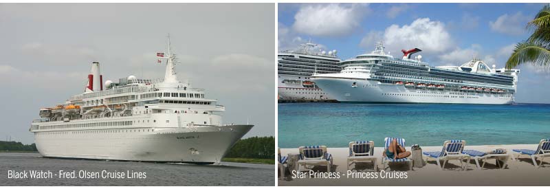 Black Watch van Fred. Olsen Cruise Lines en Star Princess 

van Princess Cruises