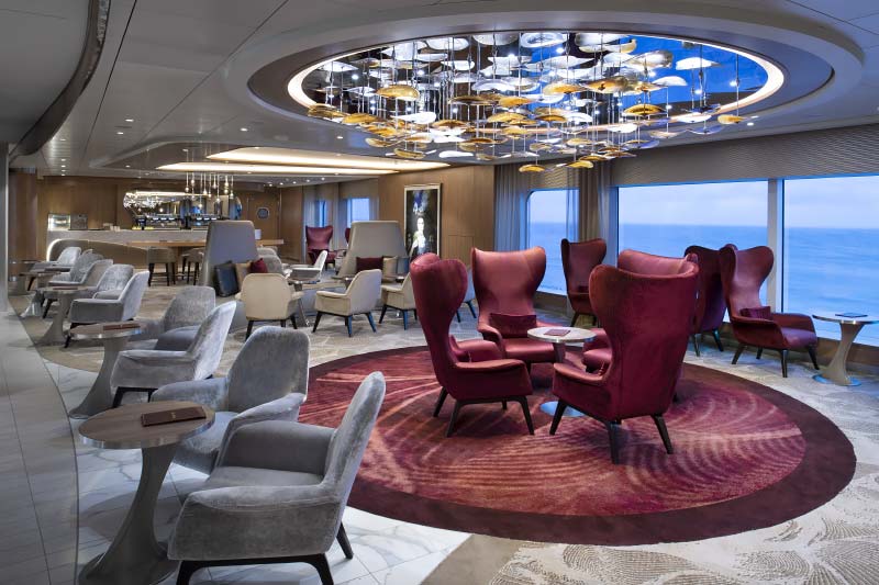 Interieurfotos van lounges en bars op cruiseschip Celebrity Edge van Celebrity Cruises