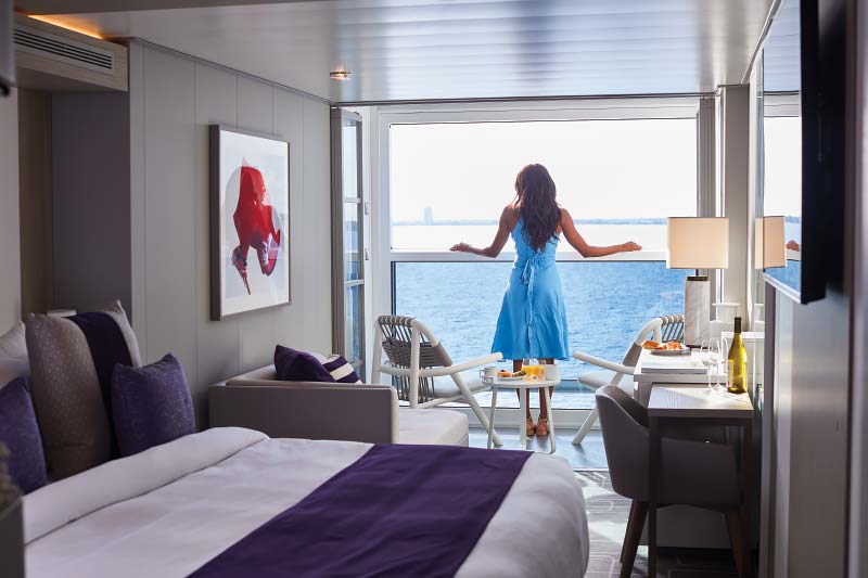 Interieurfotos van hutten en suites op cruiseschip Celebrity Edge van Celebrity Cruises