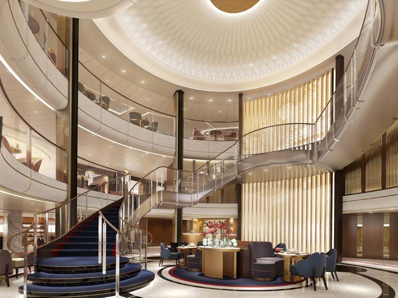 Grand Lobby op Cunard Line cruiseschip Queen Anne