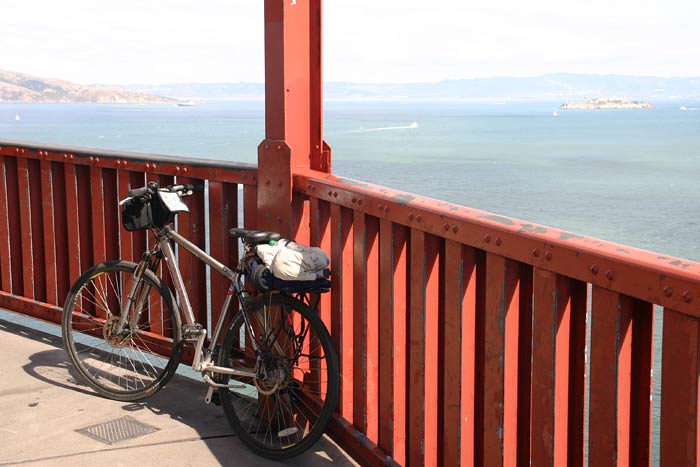 foto's van fietstocht over de golden gate bridge in san francisco